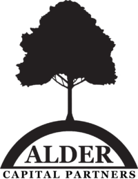 A silhouette of an alder tree on a domed crest, with the words ALDER CAPITAL PARTNERS underneath